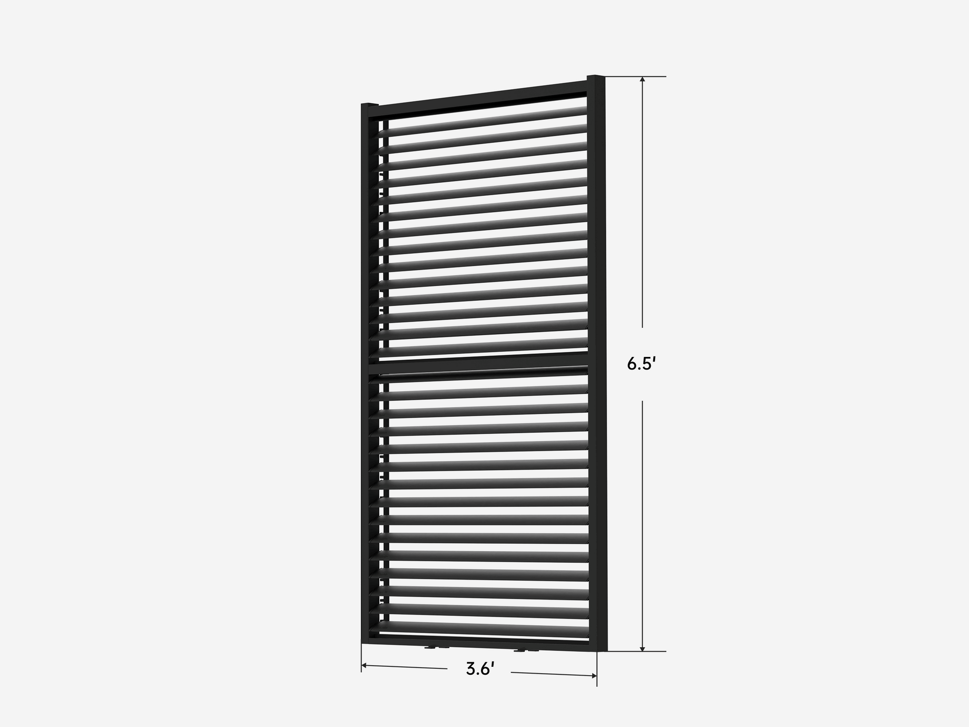 Aluminum slat wall panel for NestGrill, black, 6.5' high. Perfect for modern outdoor living space design.