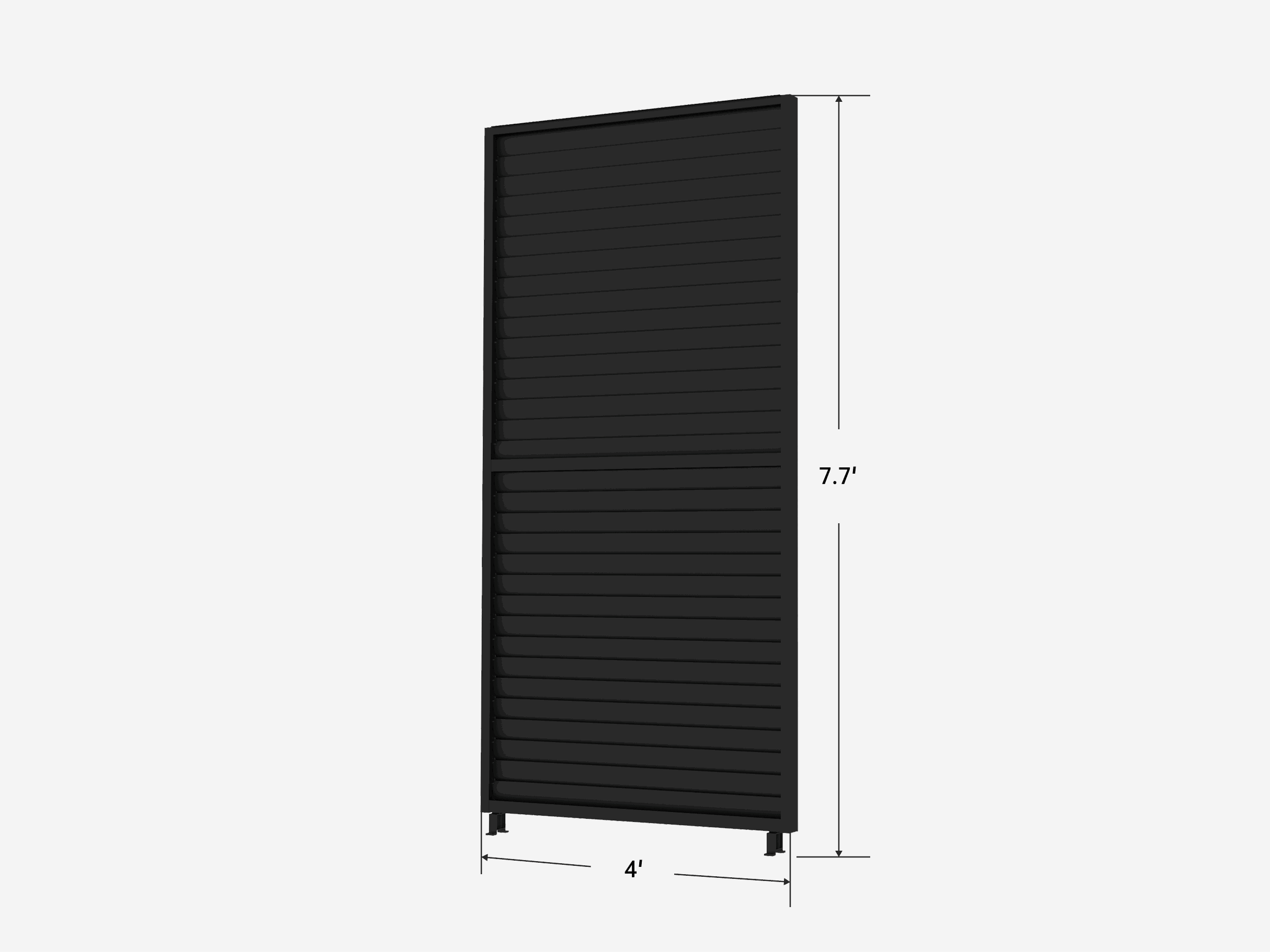 Black aluminum slat wall for Louvre 5 Pergola, 4' x 7.7', outdoor privacy solution
